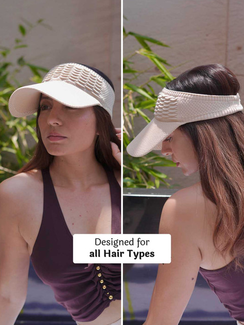 Hair Drama Co. Women Ribbed Summer Beret Visor Sun Cap for UV Protection - Image 6