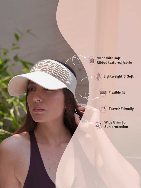 Hair Drama Co. Women Ribbed Summer Beret Visor Sun Cap for UV Protection - Image 4