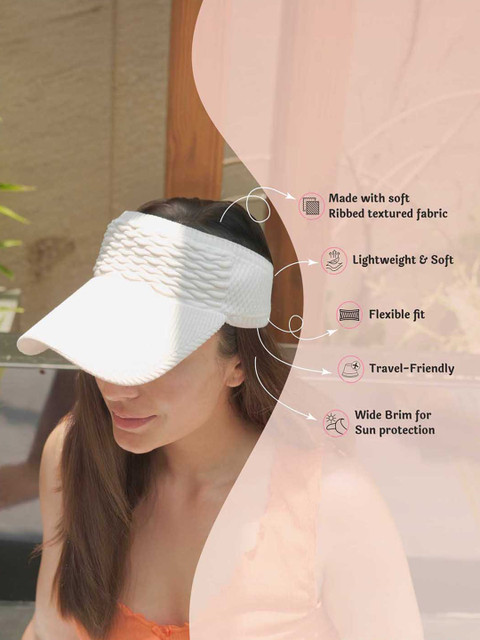 Hair Drama Co. Women Ribbed Summer Beret Visor Sun Cap for UV Protection - Image 4