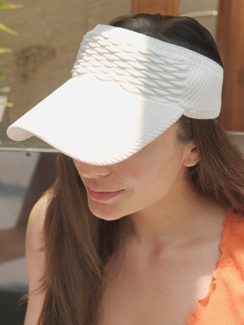 Hair Drama Co. Women Ribbed Summer Beret Visor Sun Cap for UV Protection - Image 3