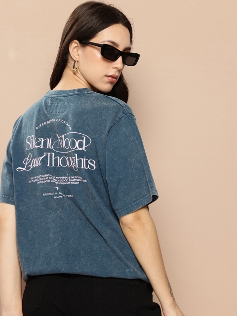 Difference Of Opinion Women's Acid Washed Oversized Printed Tshirt