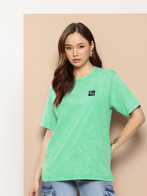 Difference Of Opinion Women's Acid Washed Oversized Printed Tshirt - Image 3