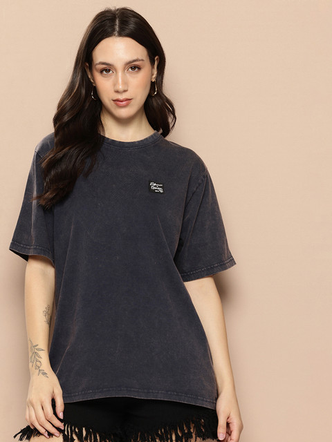 Difference Of Opinion Women's Acid Washed Oversized Printed Tshirt - Image 3