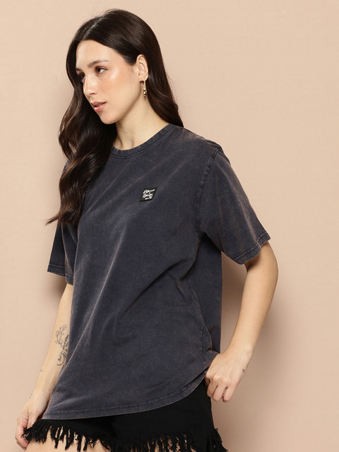 Difference Of Opinion Women's Acid Washed Oversized Printed Tshirt - Image 4