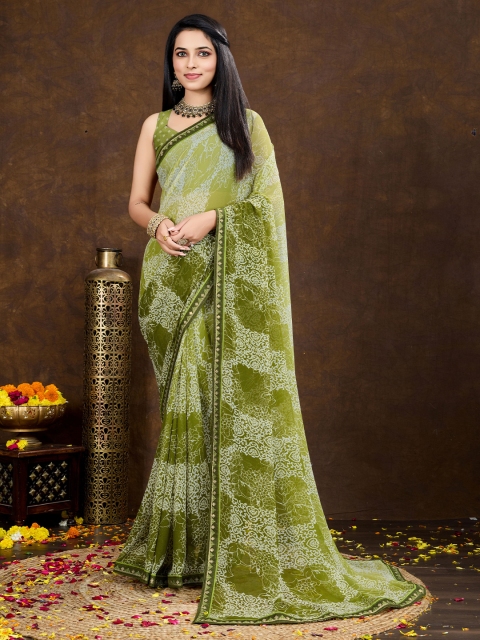 KALINI Embroidered Printed Pure Georgette Saree