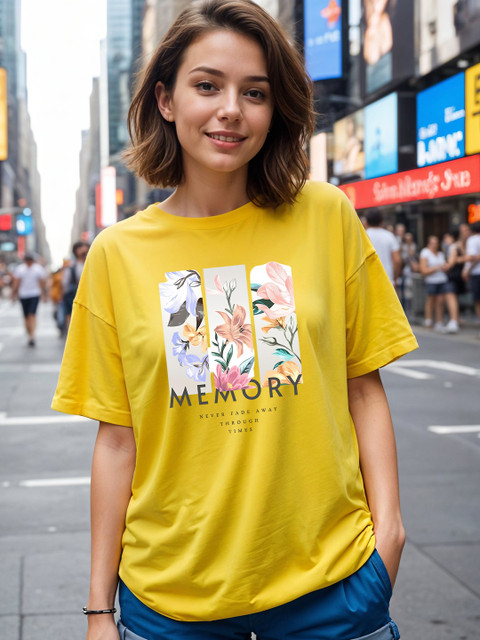 SMARTEES Women Graphic Printed Round Neck Cotton Oversized T-shirt