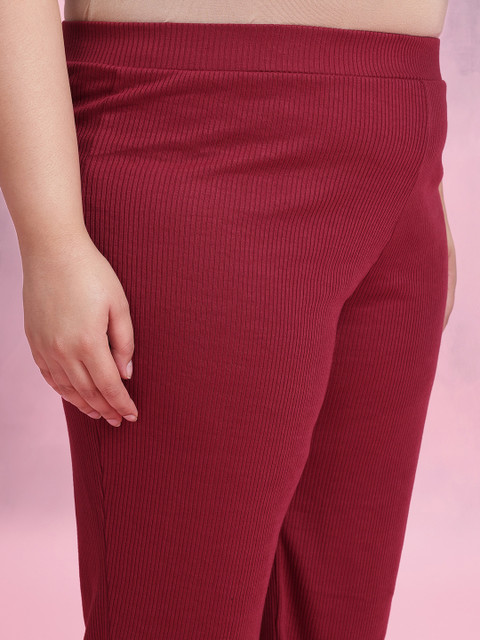 Dressberry Curve Plus Size Ribbed Top & Palazzos With Shrug - Image 4