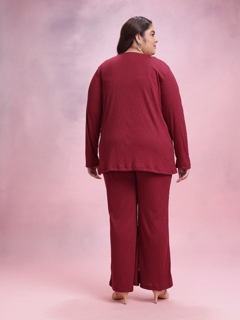Dressberry Curve Plus Size Ribbed Top & Palazzos With Shrug - Image 7