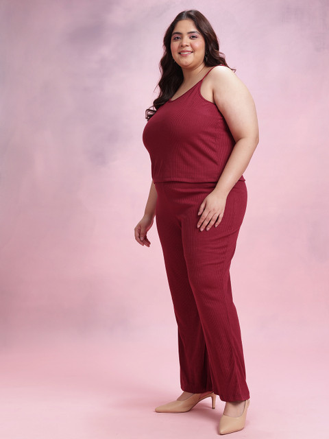 Dressberry Curve Plus Size Ribbed Top & Palazzos With Shrug - Image 5