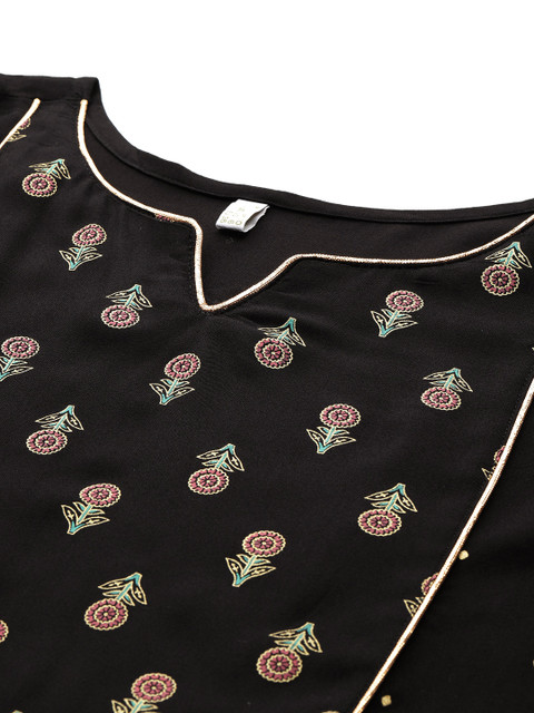 Ahalyaa Floral Printed Panelled Kurta with Trousers - Image 2