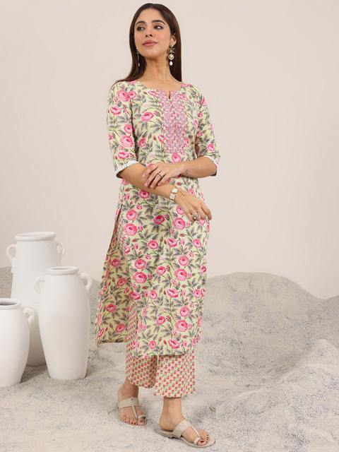 Gerua By Libas Floral Printed Round Neck Straight Kurta With Trouser - Image 4