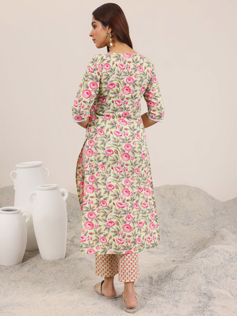 Gerua By Libas Floral Printed Round Neck Straight Kurta With Trouser - Image 5