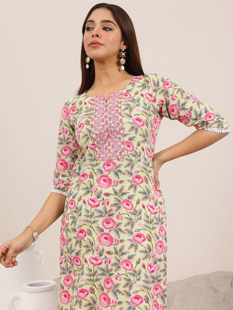 Gerua By Libas Floral Printed Round Neck Straight Kurta With Trouser - Image 3