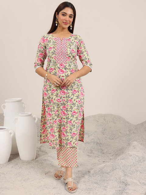 Gerua By Libas Floral Printed Round Neck Straight Kurta With Trouser - Image 2