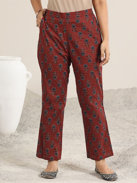 Libas Floral Printed V-Neck A-Line Kurta with Trousers & With Dupatta - Image 7