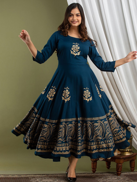 Lee Moda Women Floral Printed Anarkali Kurta