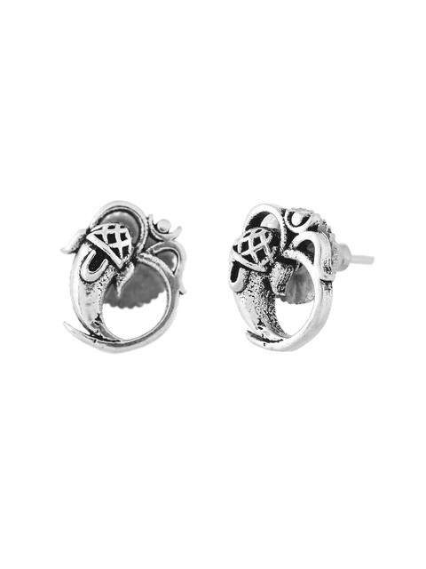 Voylla Men Silver-Plated Statement Studs Earrings - Image 2