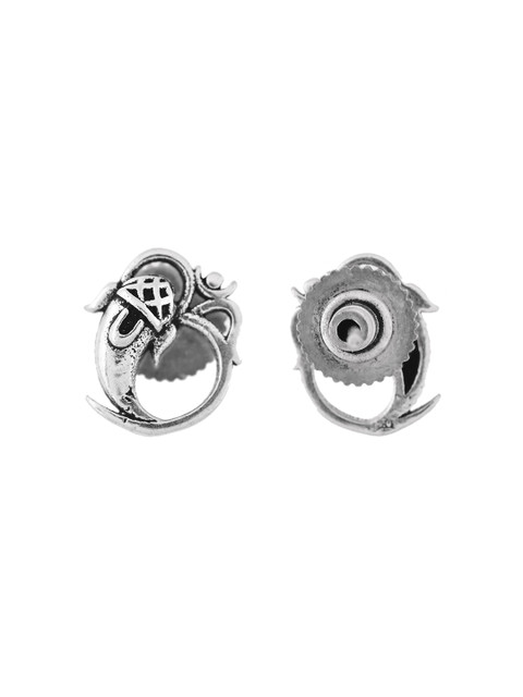 Voylla Men Silver-Plated Statement Studs Earrings - Image 4