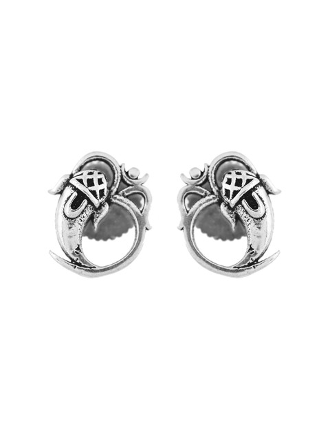 Voylla Men Silver-Plated Statement Studs Earrings - Image 3