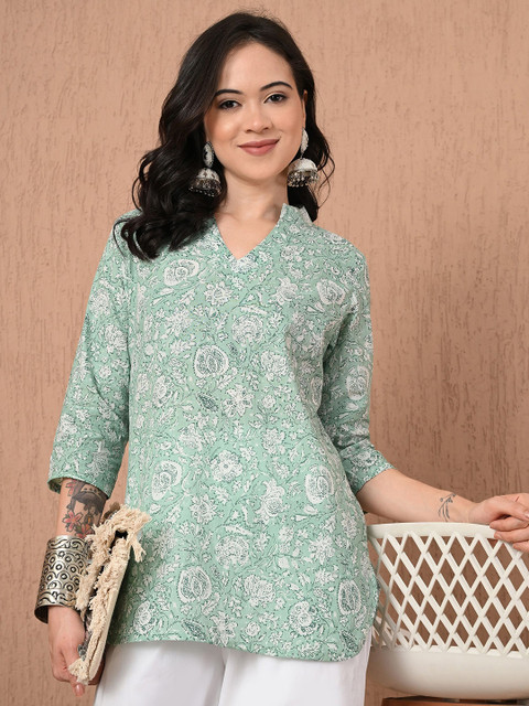 Anouk Rustic Women Floral Printed Pure Cotton Straight Kurti