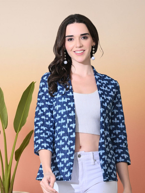 Sangria Ajrak Printed Cotton Open Shrug