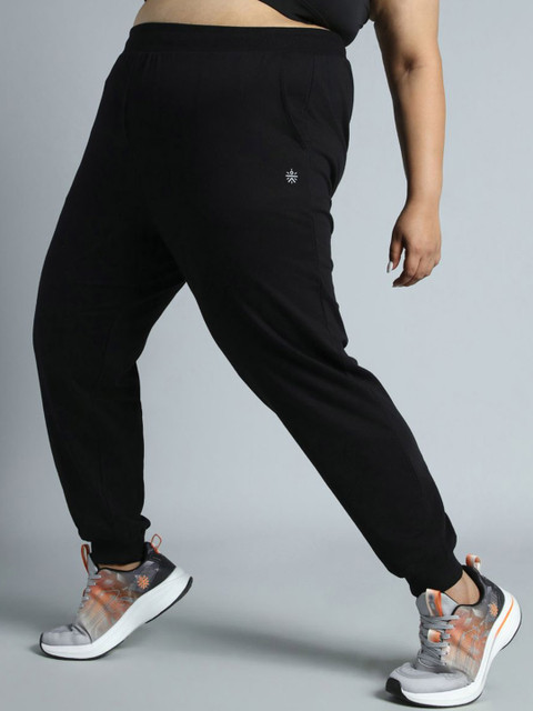 CULT Women Sky Black Cotton Plus Size Everyday Joggers