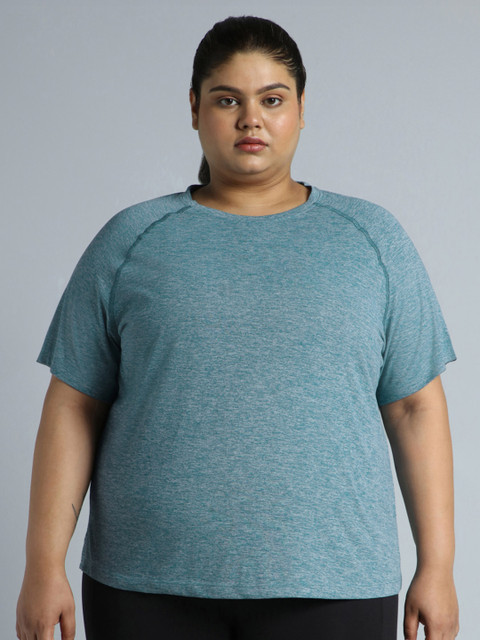 CULT Women Blue Flex Plus Size COMFORtech Regular Fit T-shirt