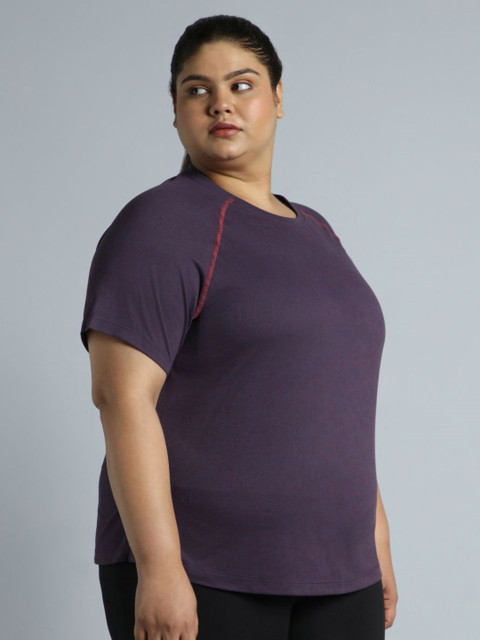 CULT Women Purple Flex Plus Size COMFORtech Regular Fit T-shirt