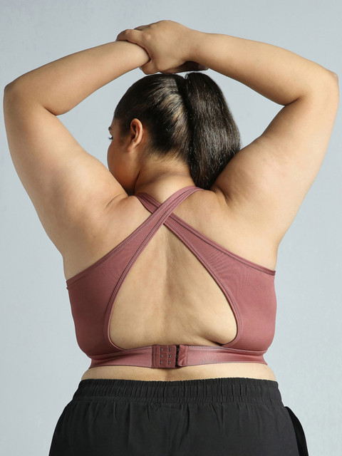 Cult Women Red Cross Back Hook Training High Support Plus Size Sports Bra