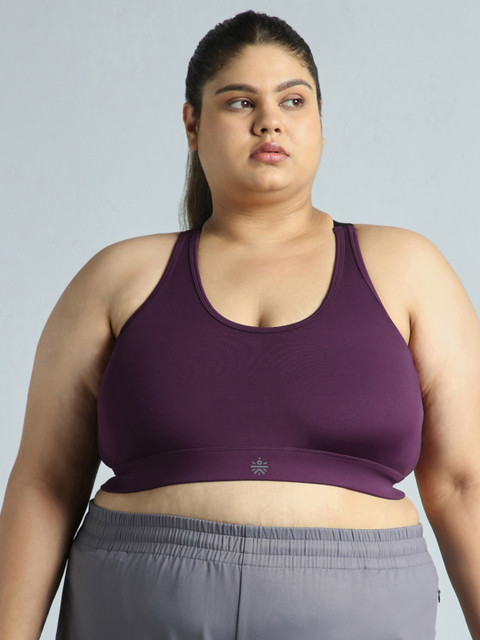 Cult Women Wine Adjustable Strap Training High Support Plus Size Sports Bra - Image 4