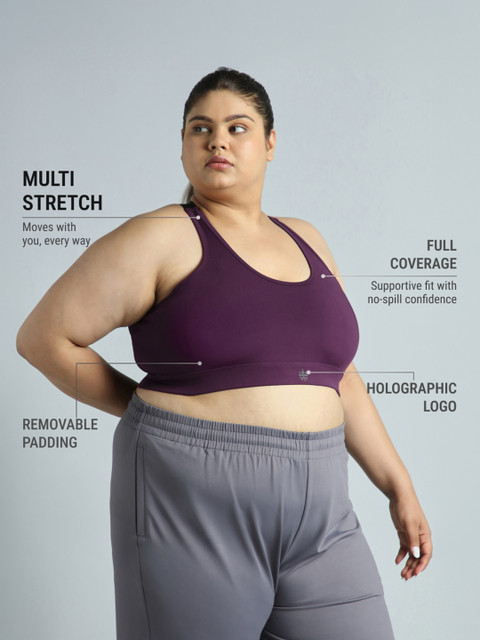 Cult Women Wine Adjustable Strap Training High Support Plus Size Sports Bra - Image 5