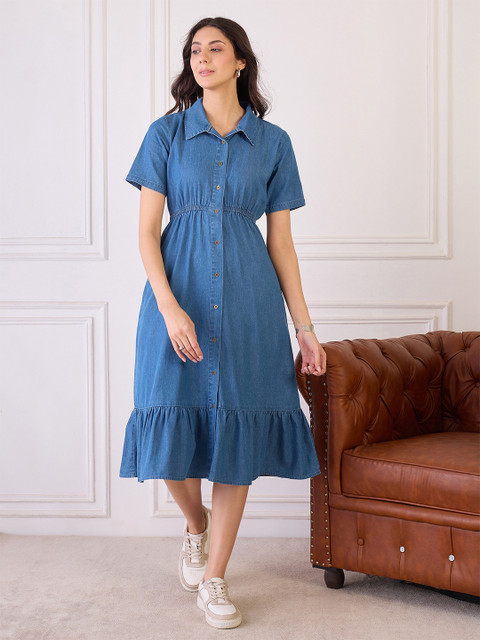 Orchid Blues Women Fit & Flare Midi Dress