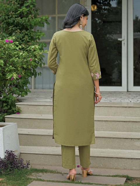 SANISA Women Floral Embroidered Kurta with Trousers & Dupatta - Image 6