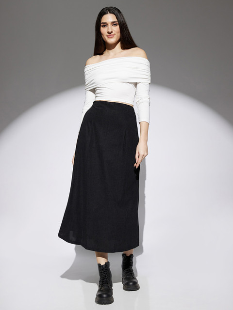 Globus Self Design Mid Rise Flared A-Line Midi Skirt