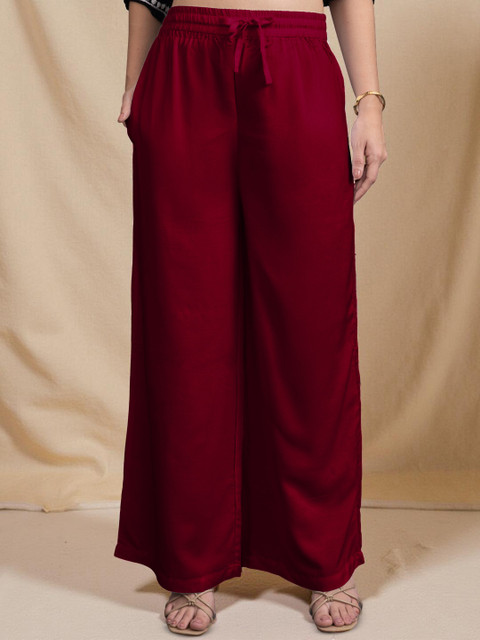 Jinfo Women Flared Knitted Ethnic Palazzos