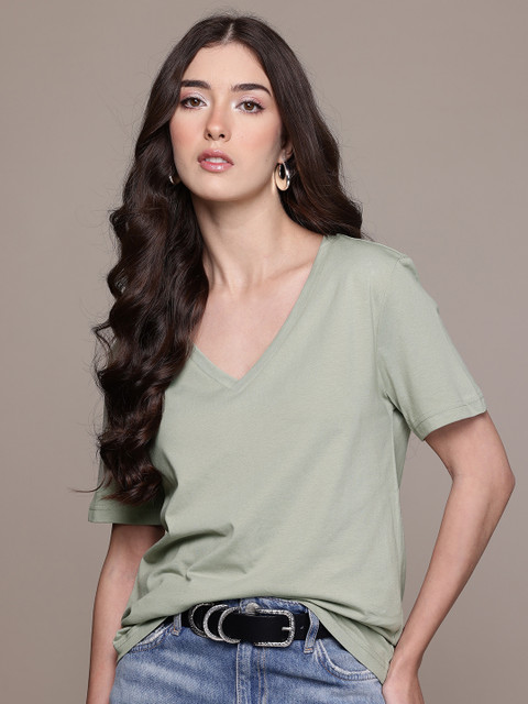 MANGO V-Neck Pure Cotton T-shirt