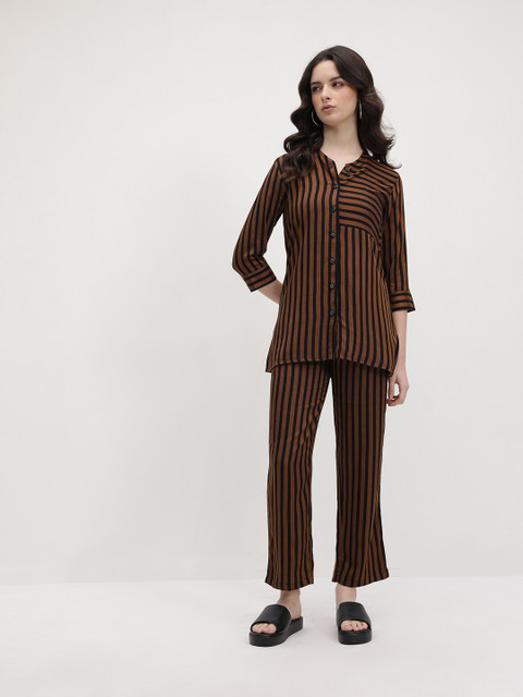 R.Code by The Roadster Life Co. Striped Band Collar Co-Ords - Image 4