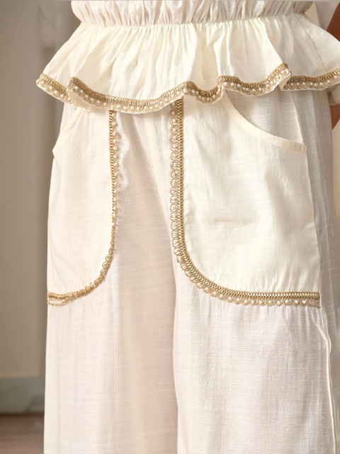 Sangria Women Embellished Shoulder Straps Tube Top with Trouser Co-Ords - Image 7
