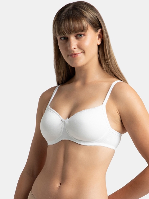 Jockey Wirefree Padded Plus Size Cotton Medium Coverage Tshirt Bra with Lace Styling -1723 - Image 2