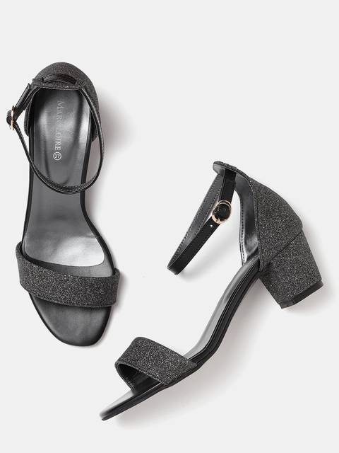 Marc Loire Women Black Shimmer Block Heels