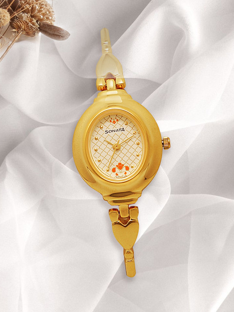 Sonata Quartz Analog With White Dial Watch For Women - Nt8092ym01