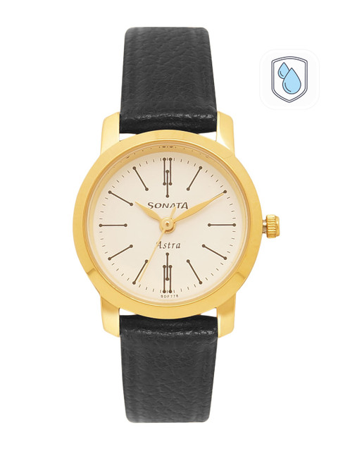 Sonata Quartz Analog With White Dial Watch For Women - Nt87018yl03w