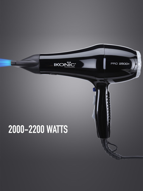 Ikonic Professional Pro 2500+ Hair Dryer with 2 Interchangeable Nozzles - Black - Image 4