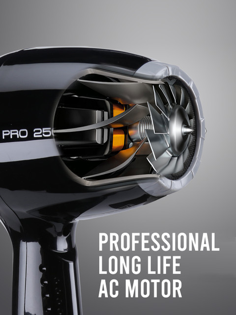 Ikonic Professional Pro 2500+ Hair Dryer with 2 Interchangeable Nozzles - Black - Image 6