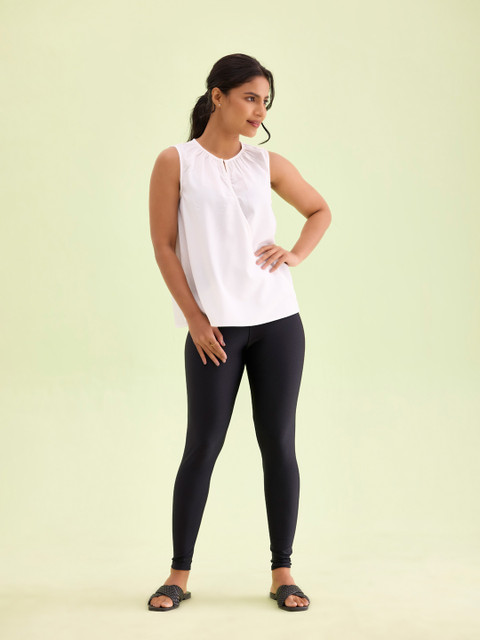 Go Colors Women Black Solid Skinny Fit Shimmer Ankle-Length Leggings