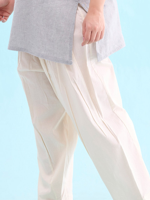 Go Colors Off-White Relaxed Fit Solid Salwar - Image 5