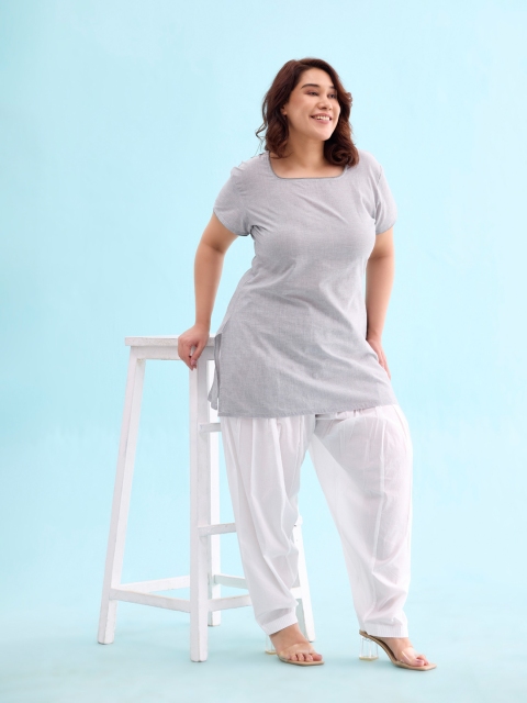 Go Colors White Relaxed Fit Solid Salwar - Image 4