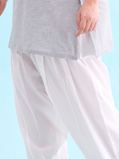 Go Colors White Relaxed Fit Solid Salwar - Image 5