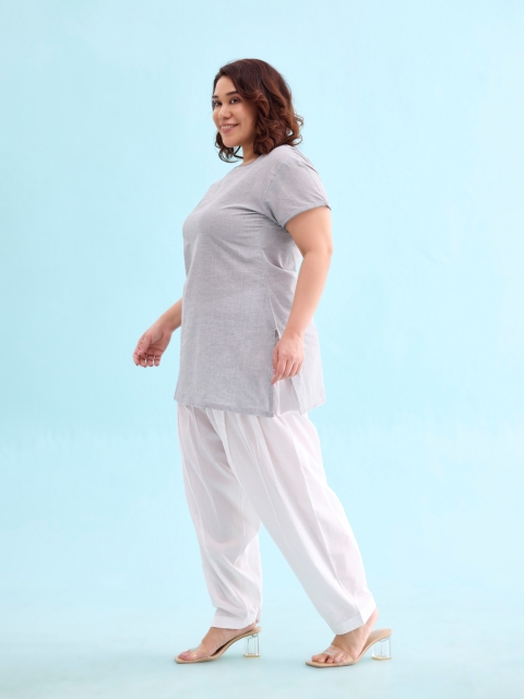 Go Colors White Relaxed Fit Solid Salwar - Image 2