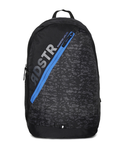 Roadster Unisex Black Brand Logo Backpack